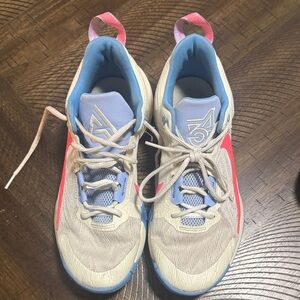 Nike Athletic Shoes Beige and Blue with Red Accents